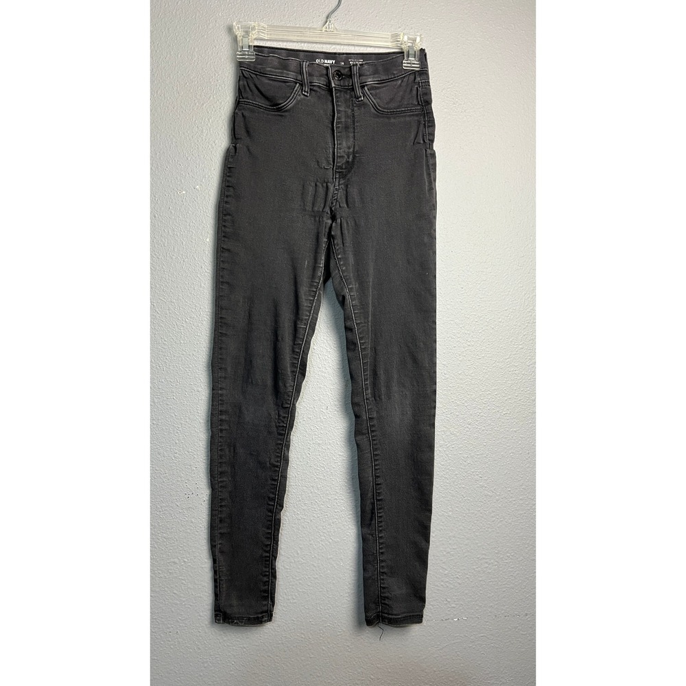 Old Navy Ballerina Jeggings 14 EMU Gothic Extra High Rise BLK Rinse Skinny Jeans